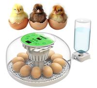 Okkobi M12 - Egg Incubator with Automatic Turning and Humidity Control - 12/24 Eggs, 360° View, Easy to Use and Clean - Incubators for Hatching - Made for UK - White & Green