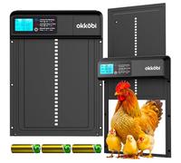 Okköbi Automatic Chicken Coop Door - Coop Door Lite - Battery Powered (3x AA Included) - Timer & Manual Modes - LCD Display - Anti-Pinch Safety - 11" x 9.4" Opening (28 x 24 cm)