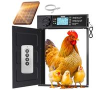 Okköbi Automatic Chicken Coop Door PRO - Light Sensor & Timer - Anti-Pinch Function - Wide Opening - New Model - Solar Powered with LCD Display & Remote Control - 5 Year Protection