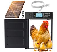 Okköbi Automatic Chicken Coop Door PRO - Solar Powered with LCD Display & Remote Control - Light Sensor & Timer - Anti-Pinch Function - Wide Opening - New Model - 5 Year Protection