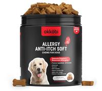 OKKÖBI Dog Allergy Chews 150Pcs - Dog Allergy Relief - Supplements for Itchy Skin and Paw Licking - US Formula with Probiotics, Natural Ingredients & Vitamins - Beef