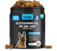 OKKÖBI Glucosamine HCL & Hip and Joint Chews for Dogs - 150 pcs - Advanced Hip and Joint Support for dogs - Vet approved US Formula with MSM & Green Lipped Mussel for dogs - Chicken