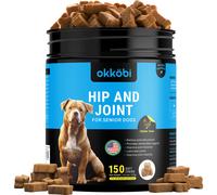 OKKÖBI Glucosamine HCL & Hip and Joint Chews for Dogs - 150 pcs - Advanced Hip and Joint Support for Senior Dogs -With MSM & Green Lipped Mu