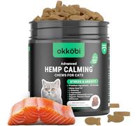 OKKÖBI Hemp Calming Chews For Cats 200 pcs - Relaxing Chews - For stress, travel, check-up, restlessness or separation - Cat Calming Treats