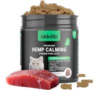 OKKÖBI Hemp Calming Chews For Cats Anxiety 200 pcs - Anxiety Relief - For stress, travel, check-up, barking or grooming - Cat Calming Treats - Tuna Flavor