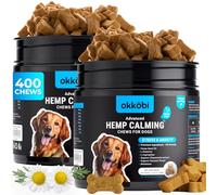 OKKÖBI Hemp Calming Chews For Dogs Anxiety 200 pcs - For stress, travel, check-up, barking or grooming - Dog Anxiety Relief Chews - Calming Treats - Chicken