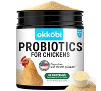 OKKÖBI Probiotics for Chickens & Poultry - Digestive & Gut Health Support with Prebiotics & Brewer's Yeast, Chicken Vitamins and Supplements (30 Scoops/Up to 300 Servings)