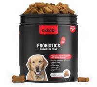 OKKÖBI Probiotics for Dogs Chews 150PCs - Digestive, Gut Health & Diarrhea Support - Probiotic Chews For Dogs - Vet approved US Formula with Dog Probiotics, Enzymes & Natural Ingredients - Beef