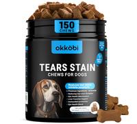 OKKÖBI Tear Stain Chews and Eye Vitamins for Dogs - 150 Vision Soft Bites - Eye Supplements for Dogs with Lutein, Eyebright, Cranberry & Vitamin C - Chicken Flavor