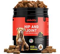 OKKÖBI ZENO Glucosamine HCL & Hip and Joint Chews for Dogs - 150 pcs - Advanced Hip and Joint Support for Senior Dogs -With MSM & Green Lipped Mussel - Beef