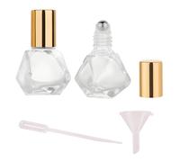 OKKRMGZ 2PCS Anointing Oil Bottles Mini Clear Glass Roller Bottle 8ml/0.27oz with Stainless Steel Ball and Gold Cap Empty Small Roll On Container for Essential Oils Perfume Fragrance Kit