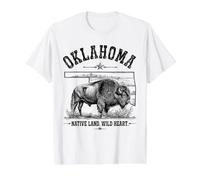 Oklahoma Bison State Map Vintage Pride Value Graphic T-Shirt, Men, White, M