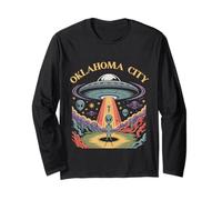 Oklahoma City Alien UFO Abduction Retro Sci-Fi Art Long Sleeve T-Shirt