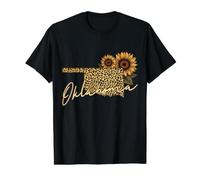 Oklahoma Leopard Pattern State Map Sunflower Pride Value Graphic T-Shirt, Men, Black, XL