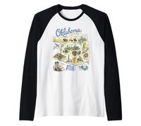 Oklahoma, OK USA, Maps, Icons Raglan Baseball Tee