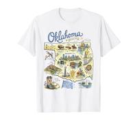 Oklahoma, OK USA, Maps, Icons Value Graphic T-Shirt, Men, White, XL