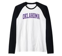Oklahoma Retro Purple Vintage Text Raglan Baseball Tee