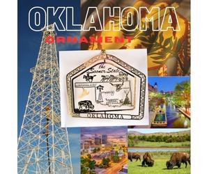 Oklahoma Sooner State Brass Christmas ORNAMENT Souvenir Gift by Nations Treasures