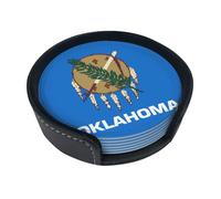 Oklahoma State Flag 6-Piece Coaster Set for Home Decor and Desktop Protection, Suitable for Various Cups and Coffee Mugs.