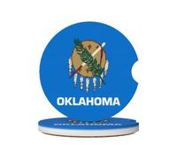 Oklahoma State Flag Absorbent Ceramic Car Coasters 2 Pack