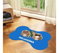 Oklahoma State Flag Bone Shaped Absorbent Dog Feeding Mat
