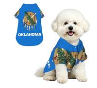 Oklahoma State Flag Breathable Hawaiian Dog Shirt Summer Button Up Top for Small Medium Dogs S