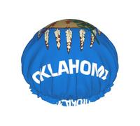 Oklahoma State Flag L Shower cap with double layer waterproof fabric, suitable for bathing and skin care
