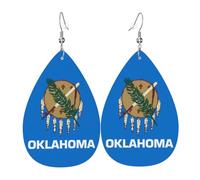 Oklahoma State Flag Leather earrings, teardrop-shaped pendant jewelry, versatile and stylish women's accessories.