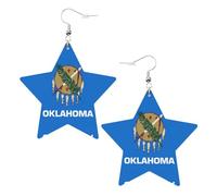 Oklahoma State Flag Leather Star Shaped Earrings Fashion Accessories Lightweight Festivals Parties Everyday Life