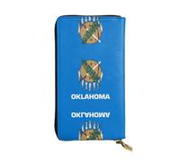 Oklahoma State Flag Long leather wallet, portable credit card holder, zippered coin purse, and ID compartment