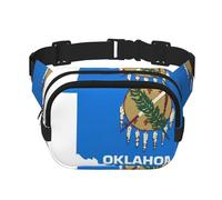 Oklahoma State Flag Map print Cute Large Black Fanny Packs for Women Cross Body Waist Bag Nylon Fashionable Fanny Pack, Black, One Size