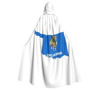 Oklahoma State Flag Map Print Hooded Cloak,Halloween Cloak With Hood,Hooded Cape For Party, And Themed Events