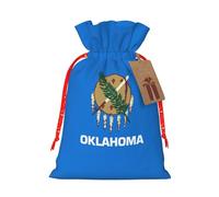 Oklahoma State Flag Print Christmas Drawstring Gift Bags Birthday Sacks With For Xmas Wedding Party Favors