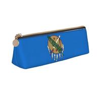 Oklahoma State Flag Print Cosmetics Case Large Capacity Triangle Design Zippered Pen Holder for Writing Tools