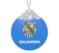 Oklahoma State Flag print Golden Glass Round Pendant - fit for holiday decoration, home and office decor