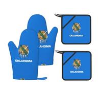 Oklahoma State Flag Print Heat Resistant Gloves Pads Reusable Kitchen Set Oven Baking Grilling Cooking
