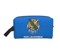 Oklahoma State Flag Print Portable Travel Toiletry Storage Bag Large Capacity 600D Polyester Cosmetic Storage Bag