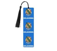 Oklahoma State Flag Print Reading Page Markers, 5pcs Wooden Bookmarks with Tassels,Teachers Reading Book Lovers Gifts