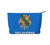 Oklahoma State Flag Printed Corduroy Cosmetic Bag, Large Capacity Waterproof Travel toiletries Storage Bag