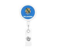 Oklahoma State Flag Retractable Badge Holder. Stylish Full-Width Print, Suitable for Offices, Schools, Hospitals, etc.