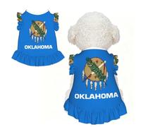 Oklahoma State Flag Ruffle Dog Dress Frilly Sleeveless Breathable Summer Party for Small Dogs Cats S