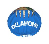 Oklahoma State Flag Shower Caps For Women, Elastic And Reusable Bath Caps, Double Waterproof Layers Shower Cap, Bathing Shower Caps