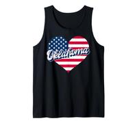 Oklahoma State Patriotic USA Heart US Flag Men Women & Kids Tank Top
