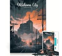 Oklahoma Urban Horizon Jigsaw Puzzles for Adults1000 Piece Strengthen Memory Home Activity Clean Edge Festive Gift (38x26cm)