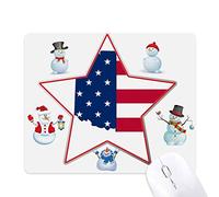 Oklahoma USA Map Stars Stripes Flag Shape Christmas Snowman Family Star Mouse Pad