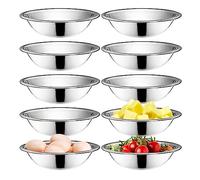 Okllen 10 Pack Stainless Steel Mixing Bowls, 16CM Wide Kitchen Metal Bowl with Flat Base, 3/4 Quart Prep Bowls for Meal Prep, Cooking, Serving, Baking