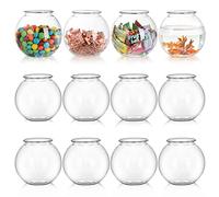 Okllen 12 Pack Plastic Ivy Bowls, 16 Oz Round Fish Bowl with Wide Mouth, Unbreakable Vases Bowls for Home Decor, Carnival Games, Candy, Party Favors, Centerpiece, BPA Free, Clear