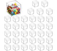 Okllen 36 Pack Acrylic Boxes with Lid, Clear Square Cubes Treat Gift Boxes Candy Storage Container for Candy, Little Trinkets, Jewelry, Party Favor, 2''x2''x2''/5x5x5CM