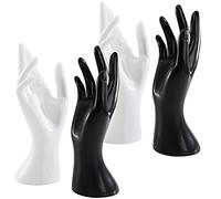 Okllen 4 Pack Female Mannequin Hand, Hand Ring Display Stand Jewelry Organizer Bracelet Bangle Necklace Holder for Hands Chain, Finger Ring, Glove, White & Black, Right Hands