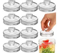 Okllen 9 Pack Fermentation Weights, 7 cm Glass Fermenting Weights with Easy-Grip Handle for Wide-Mouth Jars, Pickling Weight Set for Fermenting Pickles Sauerkraut and Other Fermented Foods